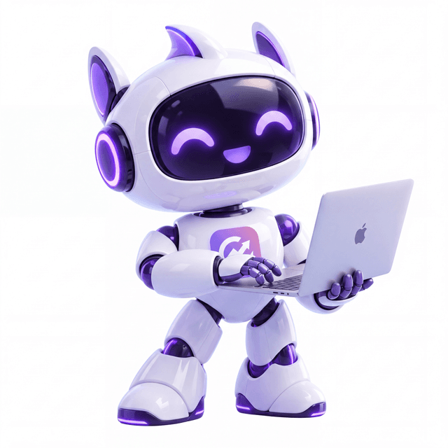 Das Gewerberadar-Maskottchen mit Laptop
